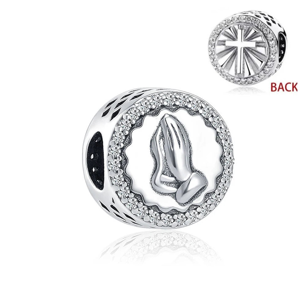New 925 Sterling Silver Plated Christ Cross Buddha Charm Bead | Fit Original Pendant Bracelet DIY Fashion Jewelry