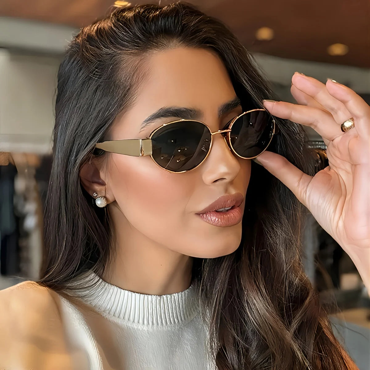 Oval Sunglasses for Women & Men – Trendy Metal Frame Sun Glasses | Classic Shades