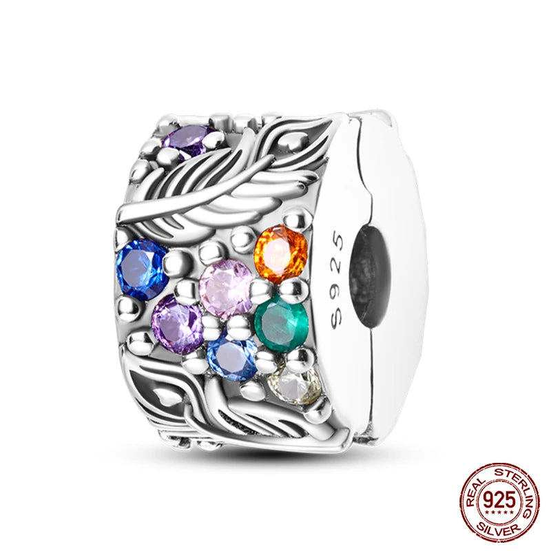 925 Sterling Silver Luminous Butterfly Star Moon Charm Bead | Round Clasp Bead for 3mm DIY Bracelet Jewelry Gift