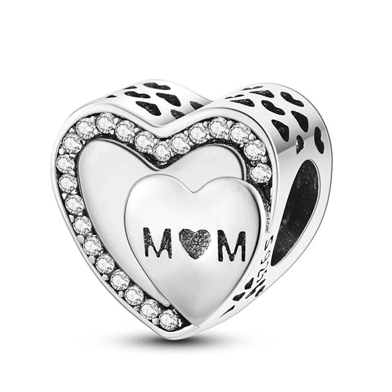 925 Sterling Silver Colorful Charms – Rose, Crown, Rainbow & Heart Dangle Beads Fit Pandora Bracelet & Necklace