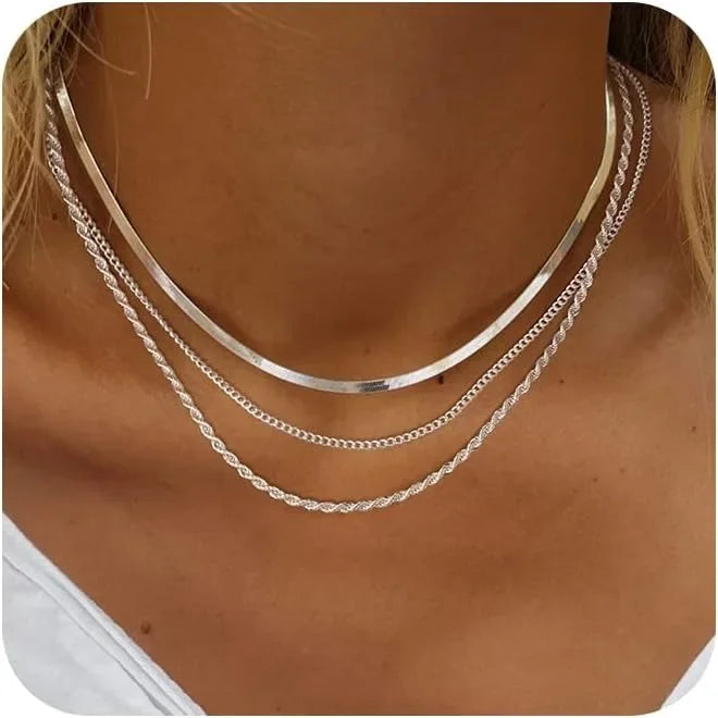 Gold & Silver Plated Snake Chain Choker Necklace for Women – Elegant Gold Jewelry Gift