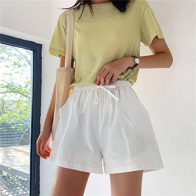 ☀️ Cotton Linen Women's Sport Shorts 🩳 Summer High Waist Solid Black Shorts 👖 Fashion Plus Size Casual Short Pants