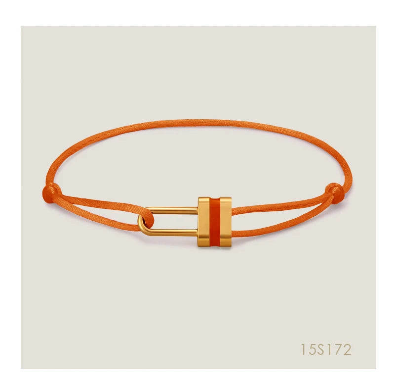 MOONLIGHT Adjustable Silk Rope Lock Charm Bracelet | Unisex Fashion Friendship Jewelry Gift for Women & Men