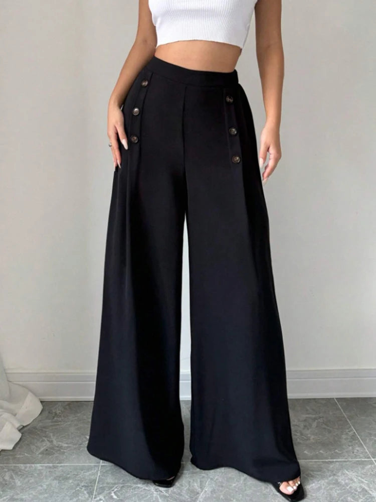 Elegant High Waist Wide-Leg Pants for Women | Fashionable Long Trousers | Spring Summer Chic Style