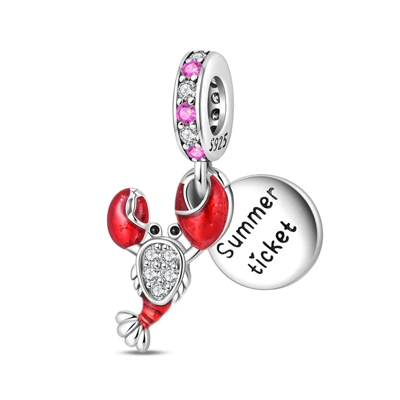 925 Sterling Silver Red Heart Charms | Apple, Rose & Gift Box Beads Fit Original Bracelet Necklace Women Jewelry