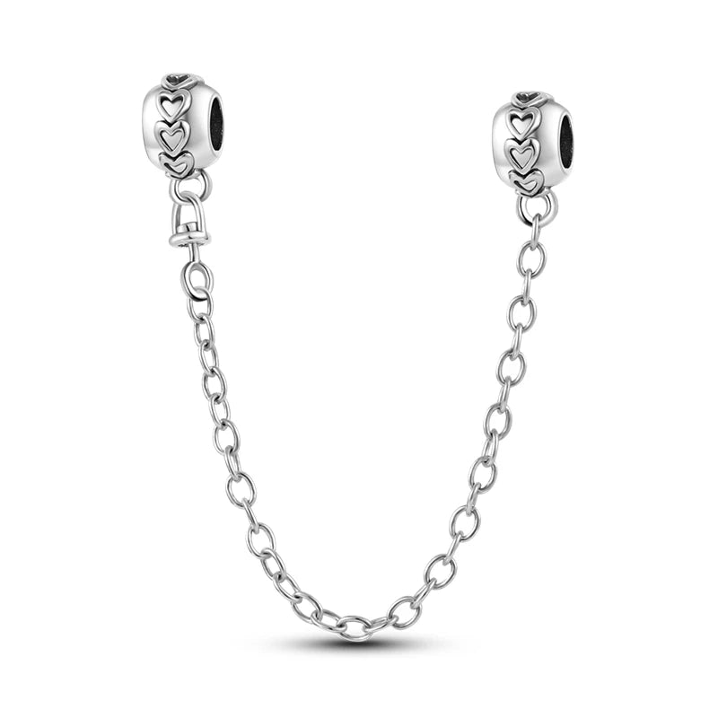 925 Sterling Silver CZ Pave Daisy Clip Charm & Safety Chain – Fits Original Pandora Bracelet, Women’s Silver Stopper Beads Jewelry