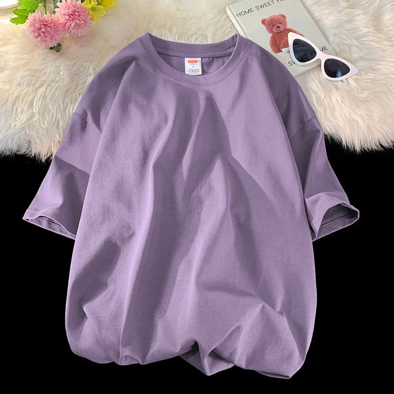 LEGIBLE 2025 Summer Women’s Cotton T-Shirt – Loose Solid Oversized O-Neck Tee 👕✨