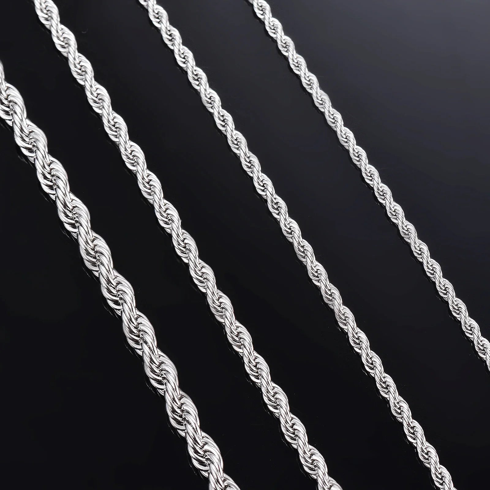 925 Sterling Silver Rope Chain Necklace/Bracelet for Men & Women – 2mm/3mm/4mm Fashion Jewelry