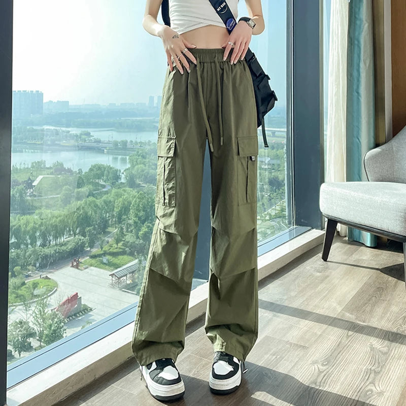 Fashion Women Joggers Pants | Casual Chic Straight Cargo Pants | High Waist Slim Streetwear Trousers