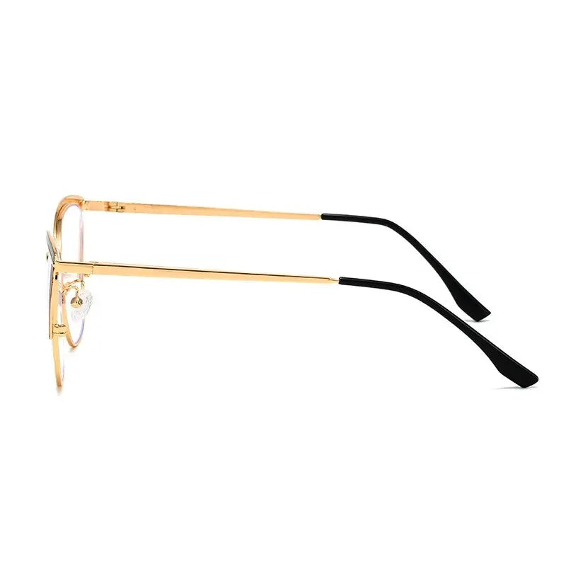 Fashion Cat-Eye Glasses – Women’s Multi-Color Splicing Metal Frames | European & American Color-Changing Anti-Blue Eyewear