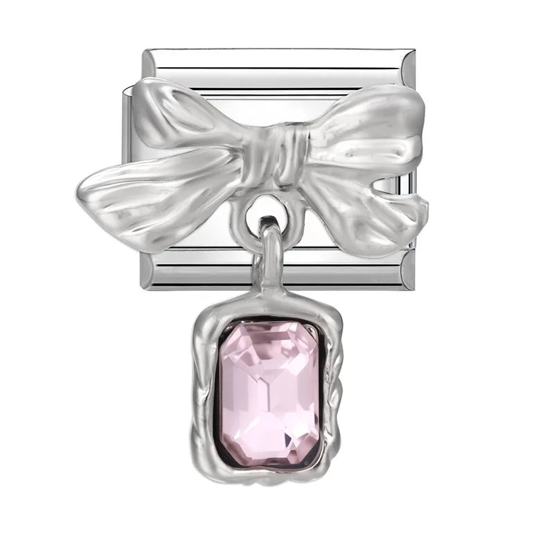 2025 Original Zircon Bow Knot Star Cherry Italian Charm | Stainless Steel 9mm Links DIY Modular Bracelet Jewelry Wholesale