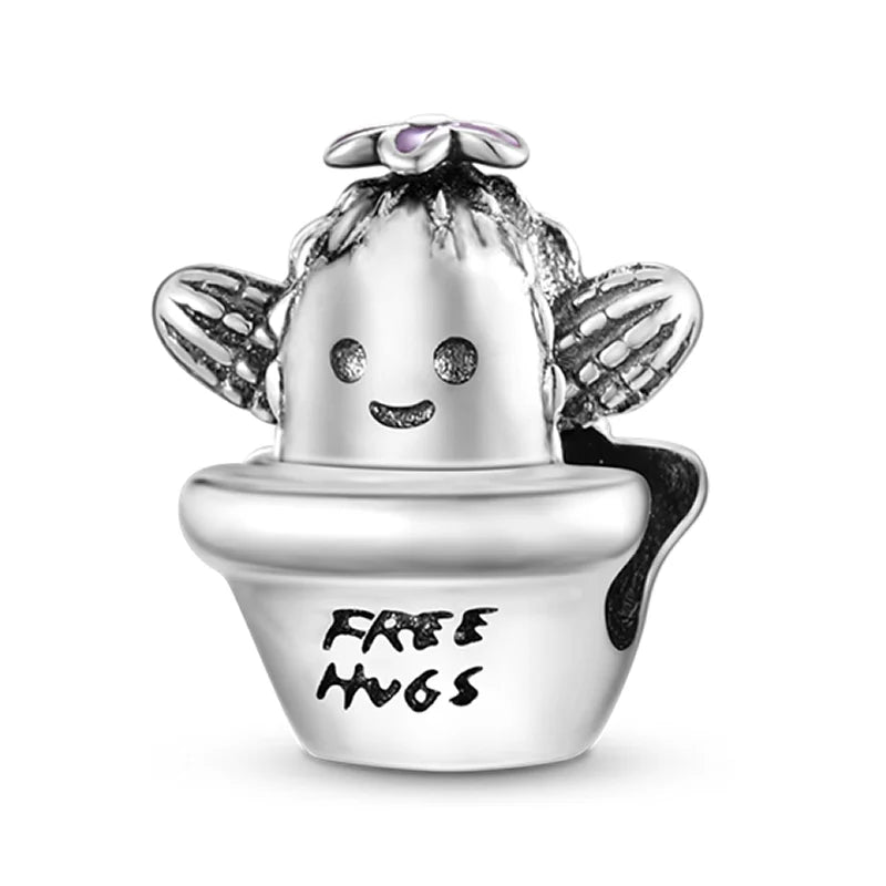 925 Sterling Silver Colorful Charms – Rose, Crown, Rainbow & Heart Dangle Beads Fit Pandora Bracelet & Necklace