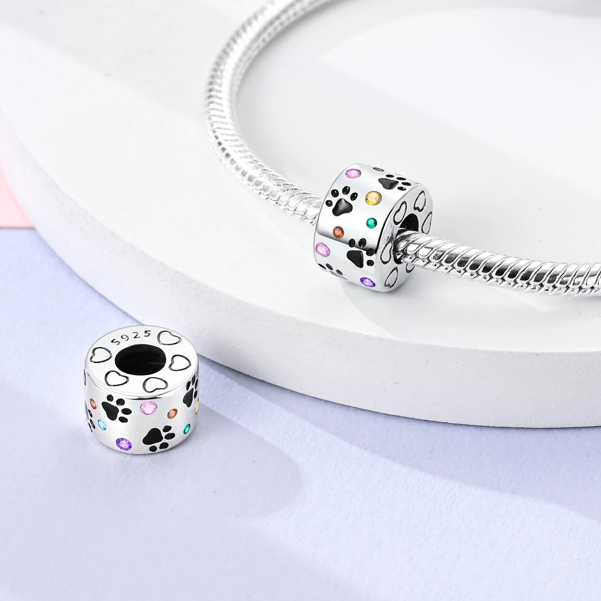 Silver Clasp 925 Sterling Silver Round Daisy Charm Beads | Safety Chain Pendant for Original Bracelets Jewelry