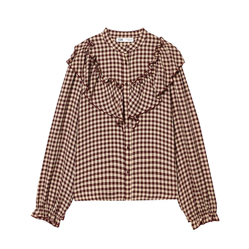 Tidalyf 2026 Women’s Retro Laminated Plaid Shirt – Youth Chic Street Casual Holiday Top 👚✨