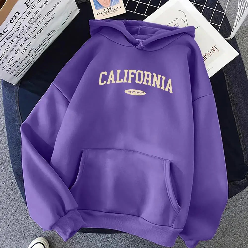 California West Coast Women’s Hoodie | Hip Hop Streetwear Fleece Pullover with Pocket | Comfortable Casual Sweatshirt
