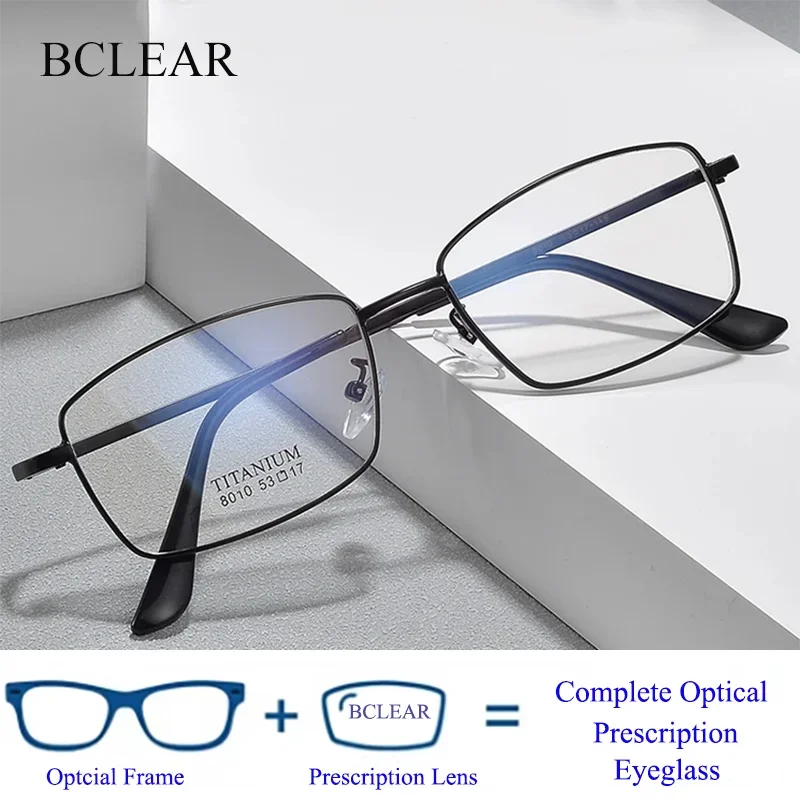 BCLEAR Custom Optical Glasses – Full Rim Classic Square Frame Eyeglasses for Men & Women | Anti-Blue Light Myopia, Presbyopia, Progressive