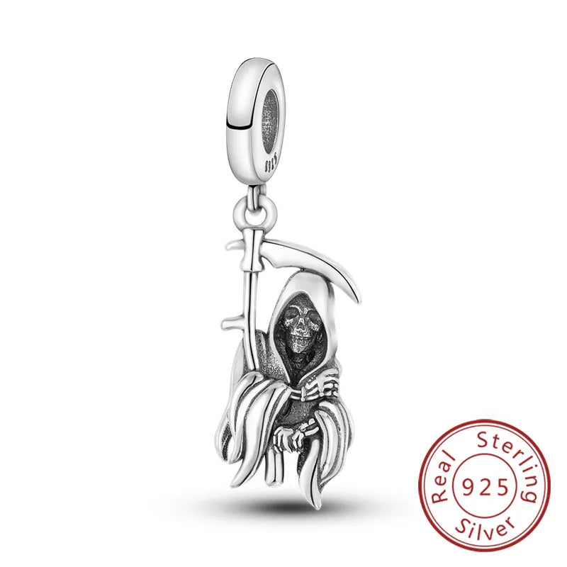 Halloween 925 Sterling Silver Charm Bead – Pumpkin, Witch, Skeleton, Mummy & Candy Pendant for DIY Original Bracele