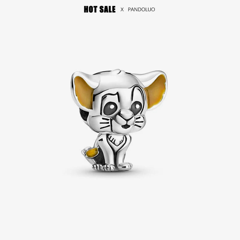 Disney 925 Sterling Silver Mickey, Winnie & Stitch Charm – DIY Pendant Beads for Original Bracelets