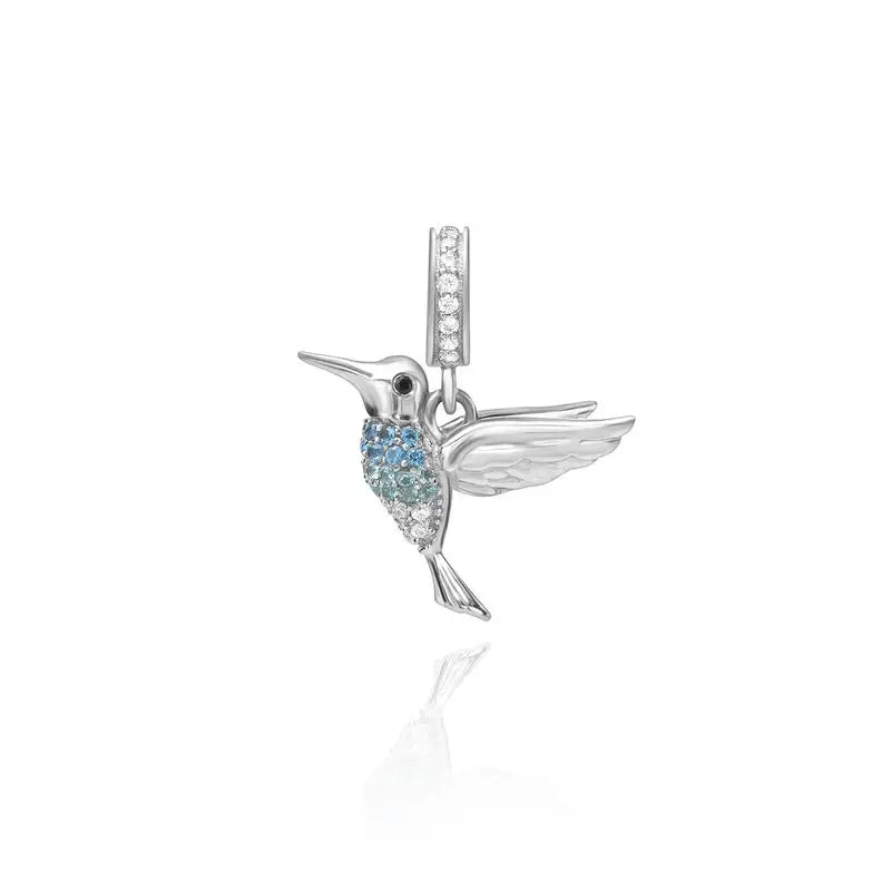 925 Sterling Silver Hummingbird & Swallow Pendant Charm | Fits Original European Bracelet DIY Women Jewelry