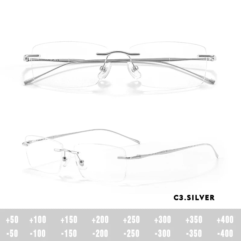 O-Q CLUB Ultra-Light Titanium Rimless Reading Glasses – Men’s Fashion Prescription Eyewear