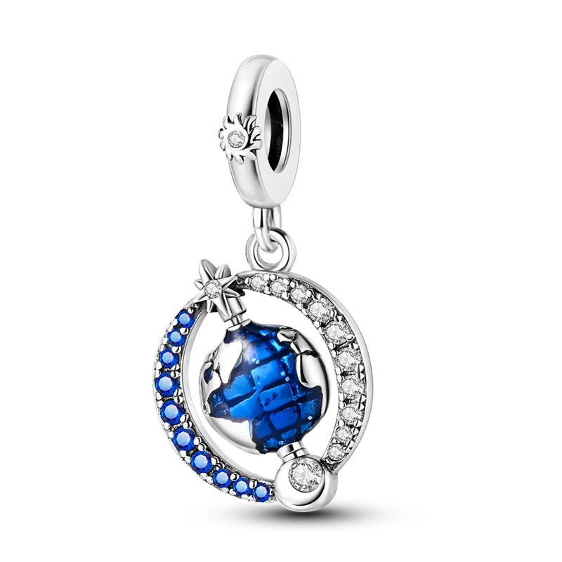 Blue Series 925 Sterling Silver Charms | Butterfly, Earth & Ocean Beads Pendants Fit Original Bracelet DIY Jewelry