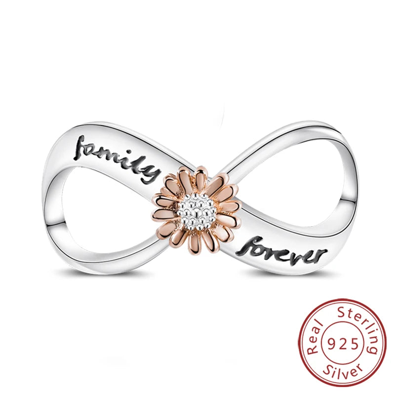 New 925 Sterling Silver Sunflower Heart Charm Bead | Original Bracelet DIY Jewelry Gift for Women