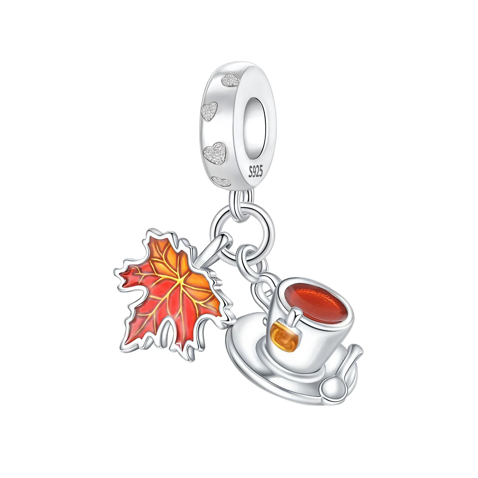 925 Sterling Silver Golden Autumn Charms | Maple Leaf & Pumpkin Beads Fit Original Bracelet DIY Jewelry Gift