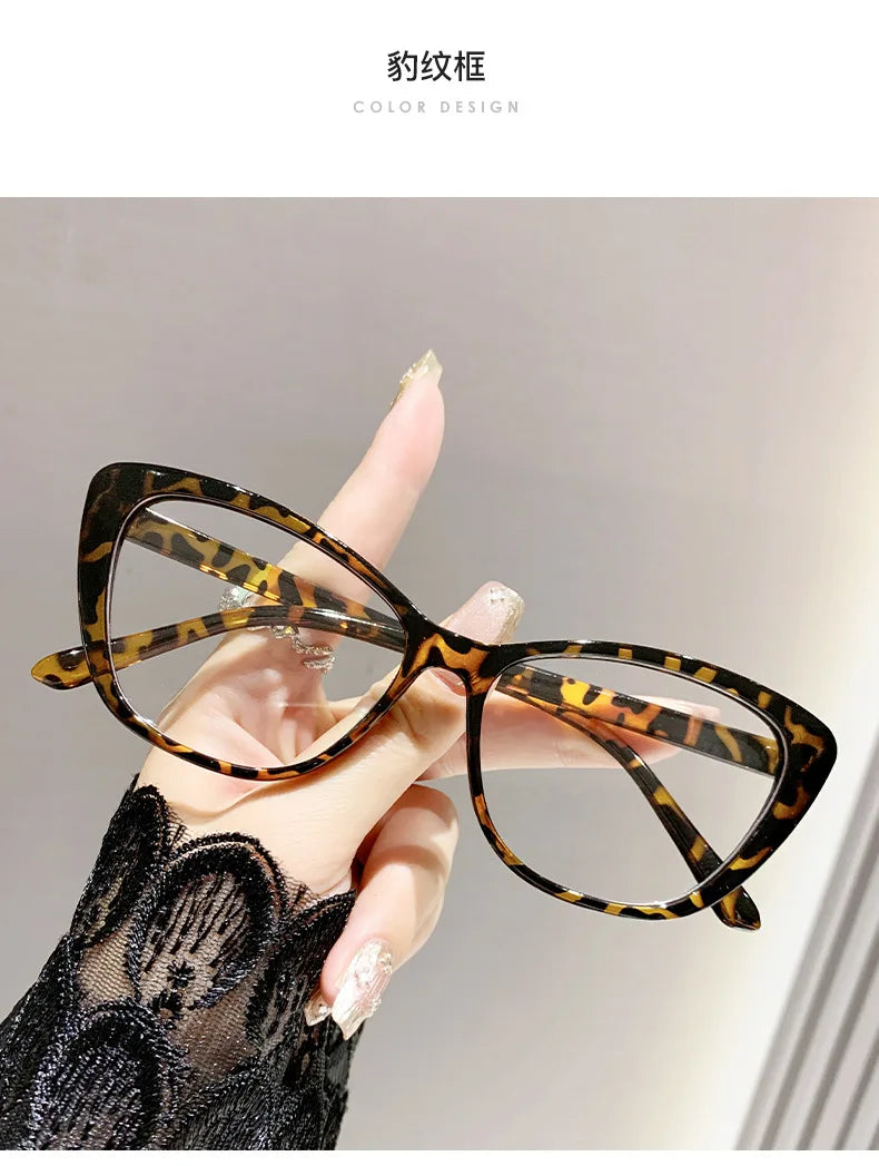 Fashion Ladies Reading Glasses – Trendy Luxury Cat Eye Presbyopia Anti-Blue Light Eyeglasses for Women & Men