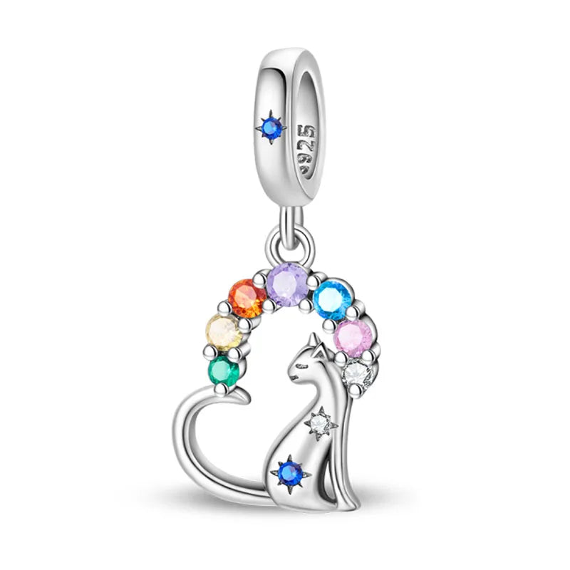 100% 925 Sterling Silver Teddy Bear, Kitten, Puppy & Elephant Luminous Firefly Charms | Sweet Beads Fit Pandora Bracelet Fine Jewelry