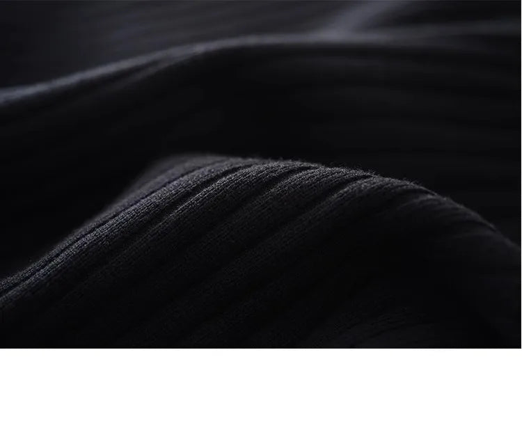 Elegant Knitted Midi Dress for Women – Knee-Length Base Layer Dress, Autumn Winter Polyester One-Step Skirt