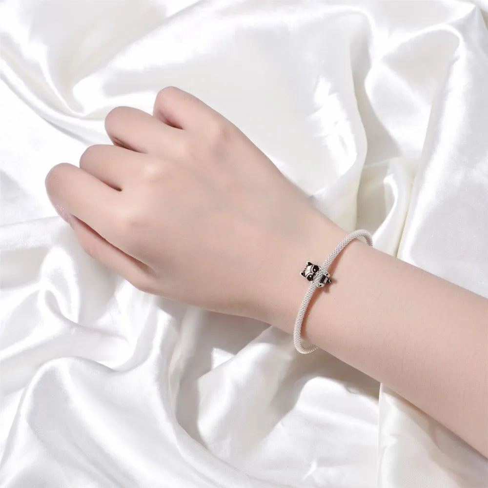 925 Sterling Silver Cute Raccoon Charm Bead | Animal Bracelet Decoration DIY Jewelry Birthday Gift