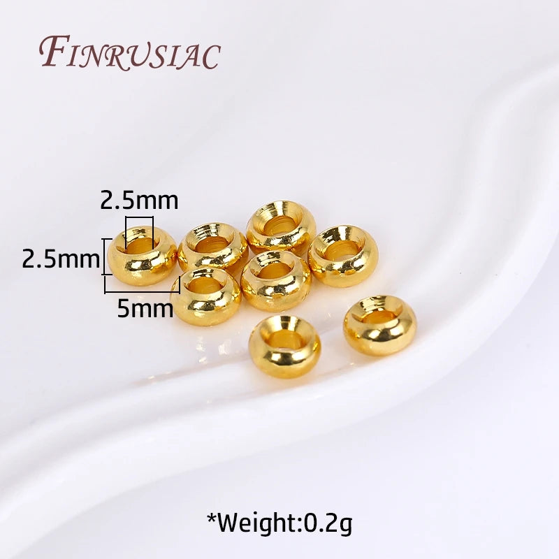 18K Gold Plated Roundel Spacer Beads – 2 Sizes Brass Metal Loose Beads for DIY Bracelet & Jewelry Making Accessories