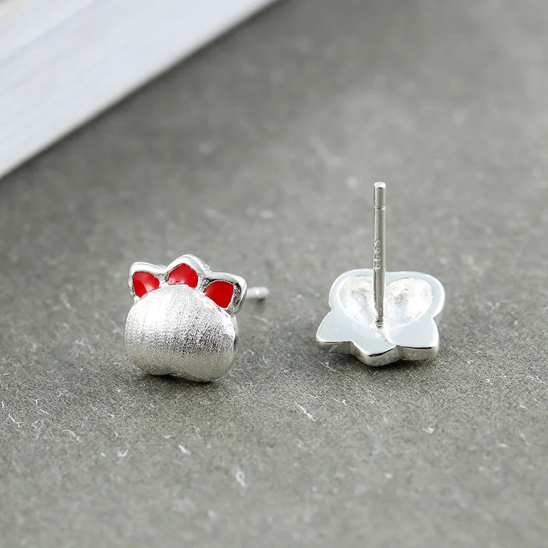 New 925 Sterling Silver Hoop Earrings – Matte Circle Geometric Punk Clip Earrings for Women & Girls