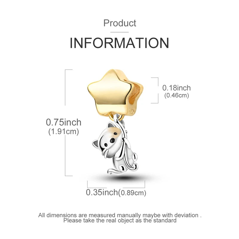 925 Sterling Silver Luminous Golden Firefly Charms | Sparkling Bee & Cat Dangle Beads Fit Original Bracelet DIY Jewelry Gift