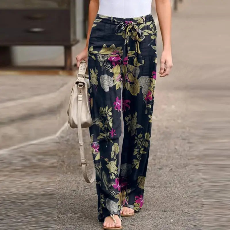 Women’s Print Joggers – Cotton Linen Casual Sweatpants for Autumn Elegant Streetwear