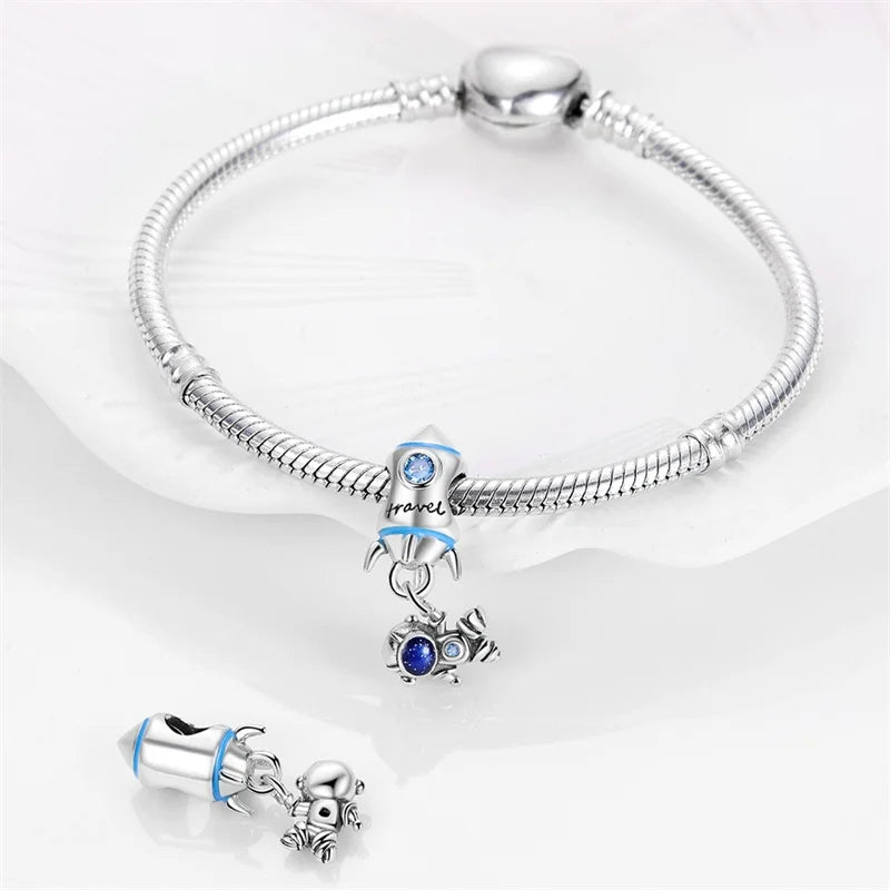 925 Sterling Silver Travel & Luggage Attractions Zircon Charm Beads | Fit Pandora Bracelet