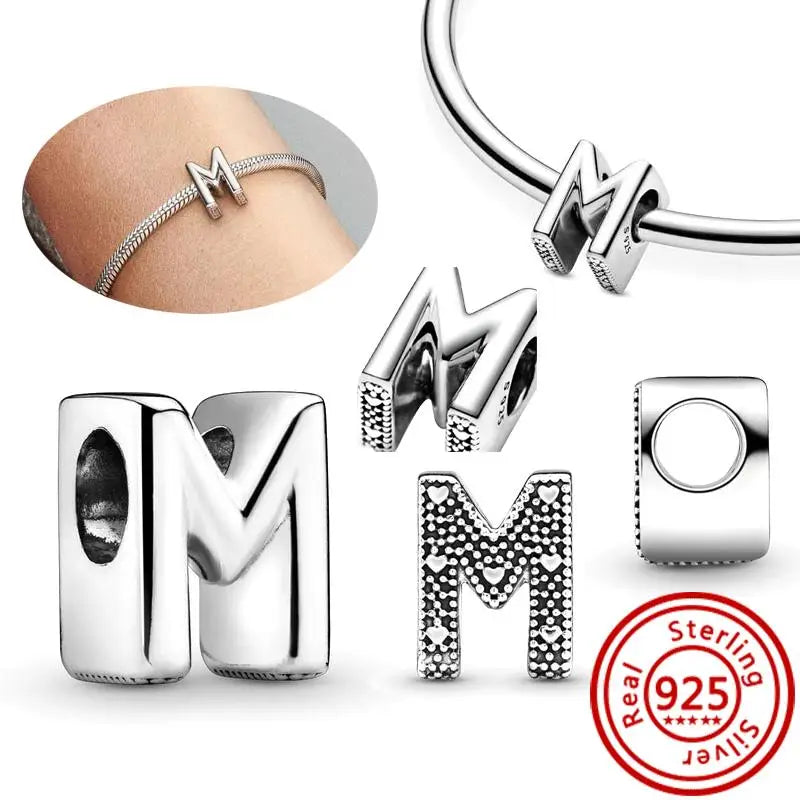 925 Sterling Silver A–Z Alphabet Letter Charms | Gold & Silver Beads for Women DIY Bracelet Jewelry