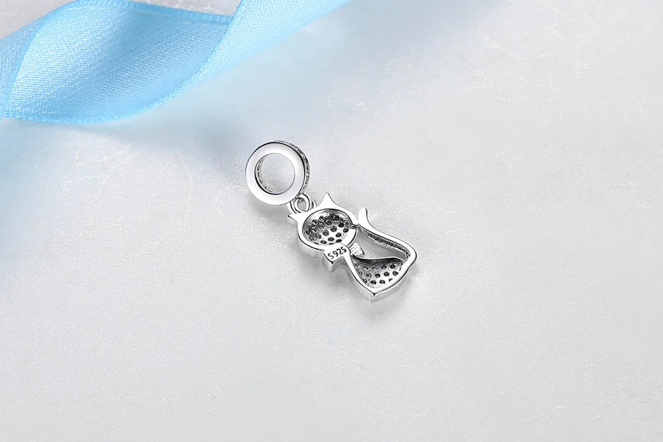 925 Sterling Silver Love Pets Dog Cat Paw Print Charm Beads for Women