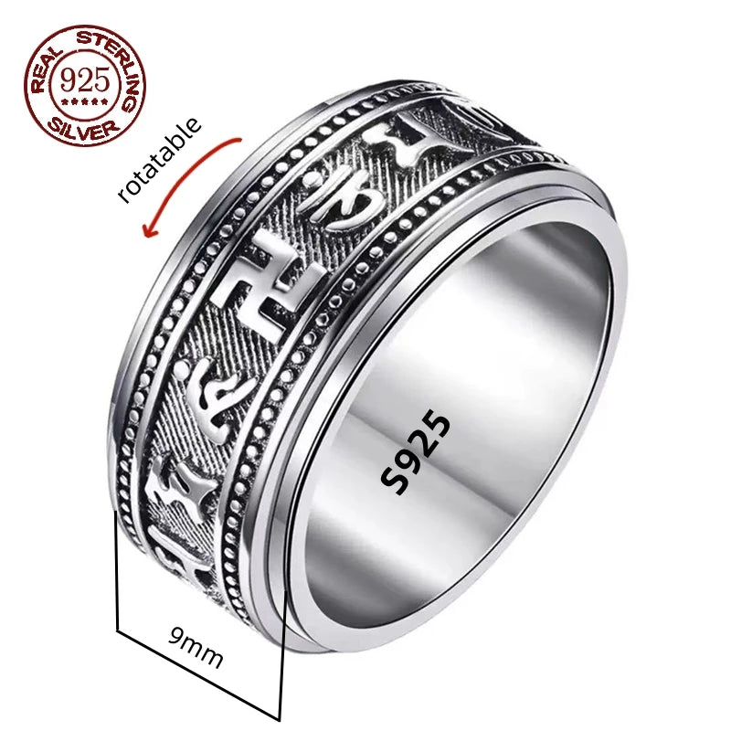 Simplicity Vintage S925 Sterling Silver Viking Ring – Rotatable Woven Pattern Unisex Jewelry Gift