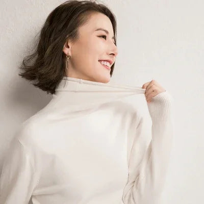 Women’s Autumn Winter Turtleneck Sweater – Slim Fit Korean Fashion Long Sleeve Pullover Knitwear ❄️🌿