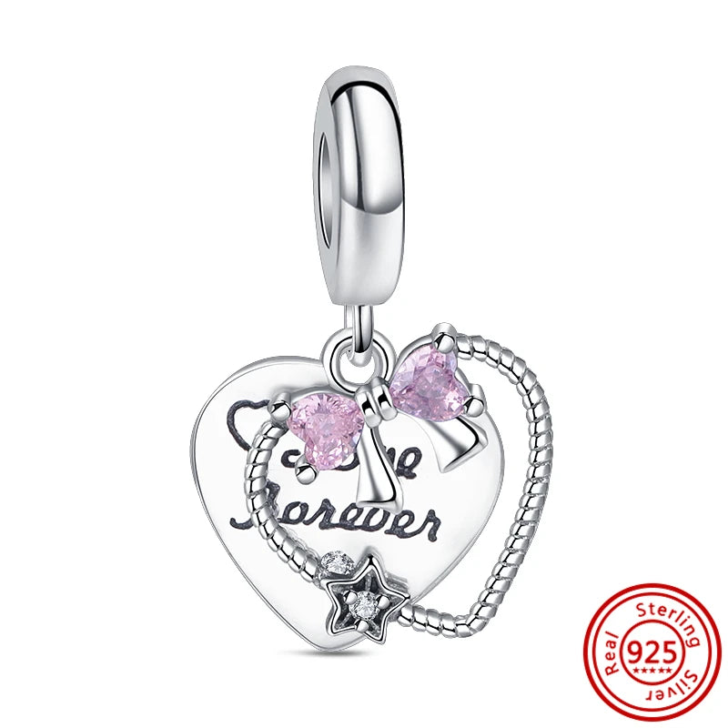 925 Sterling Silver Heart-Shaped Series Sweet Beads | Fit Original DIY Bracelet Women’s Jewelry Accessories Gift