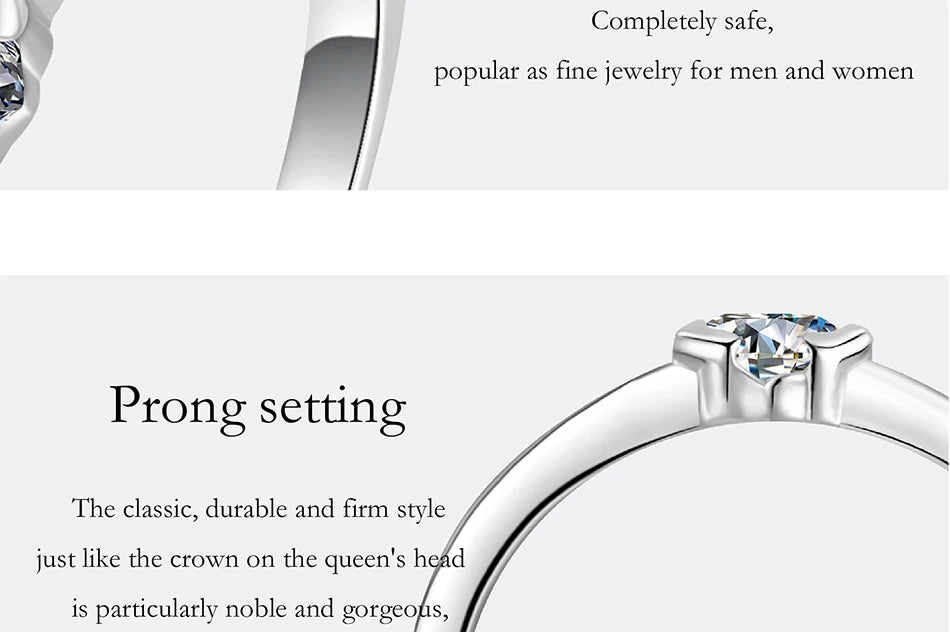 PERFANY 0.3CT Heart Cut Moissanite Ring S925 Silver | Women’s Classic Wedding & Party Jewelry