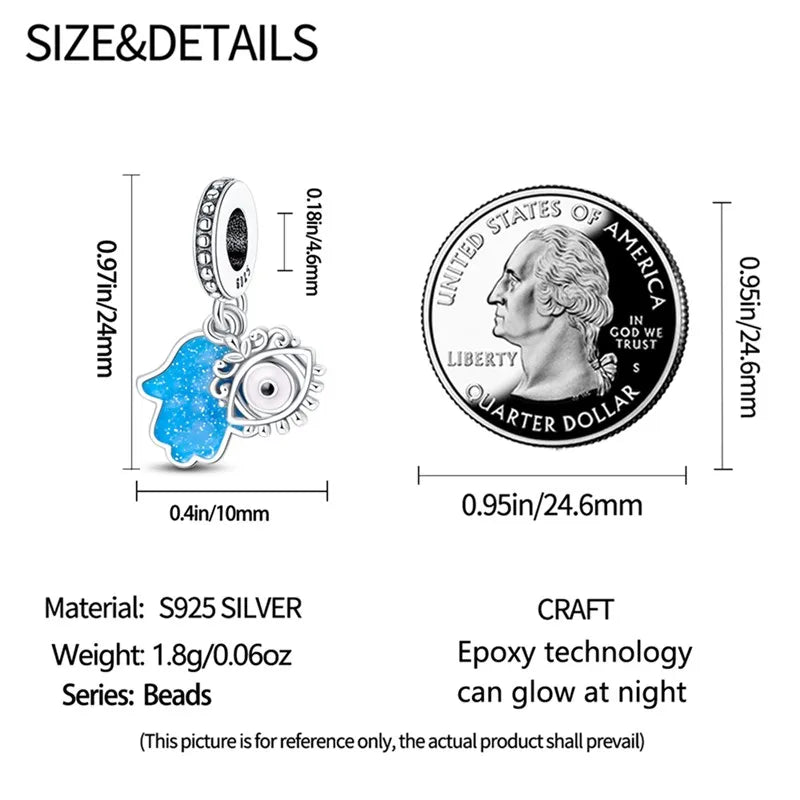 925 Sterling Silver Colorful Luminous Charms | Shell Turtle Star Beads