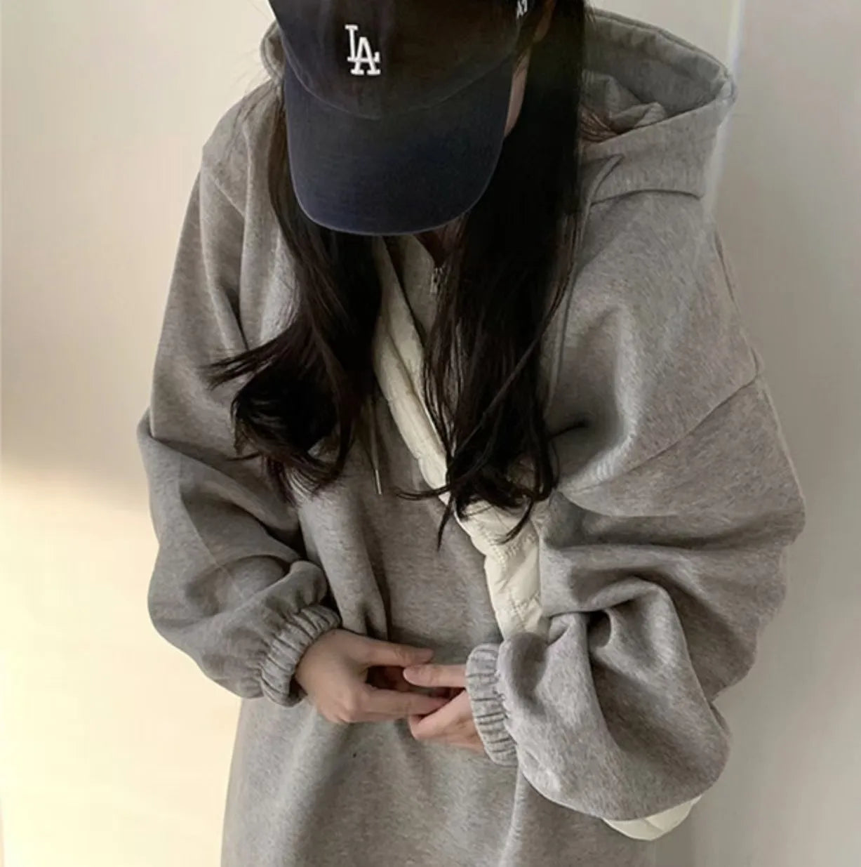 Chic Winter College Long Hoodie Dress ❄️ Lazy Fleece A-Line Side Slit Dress 👗 Pure Color Polyester Fiber 🧵