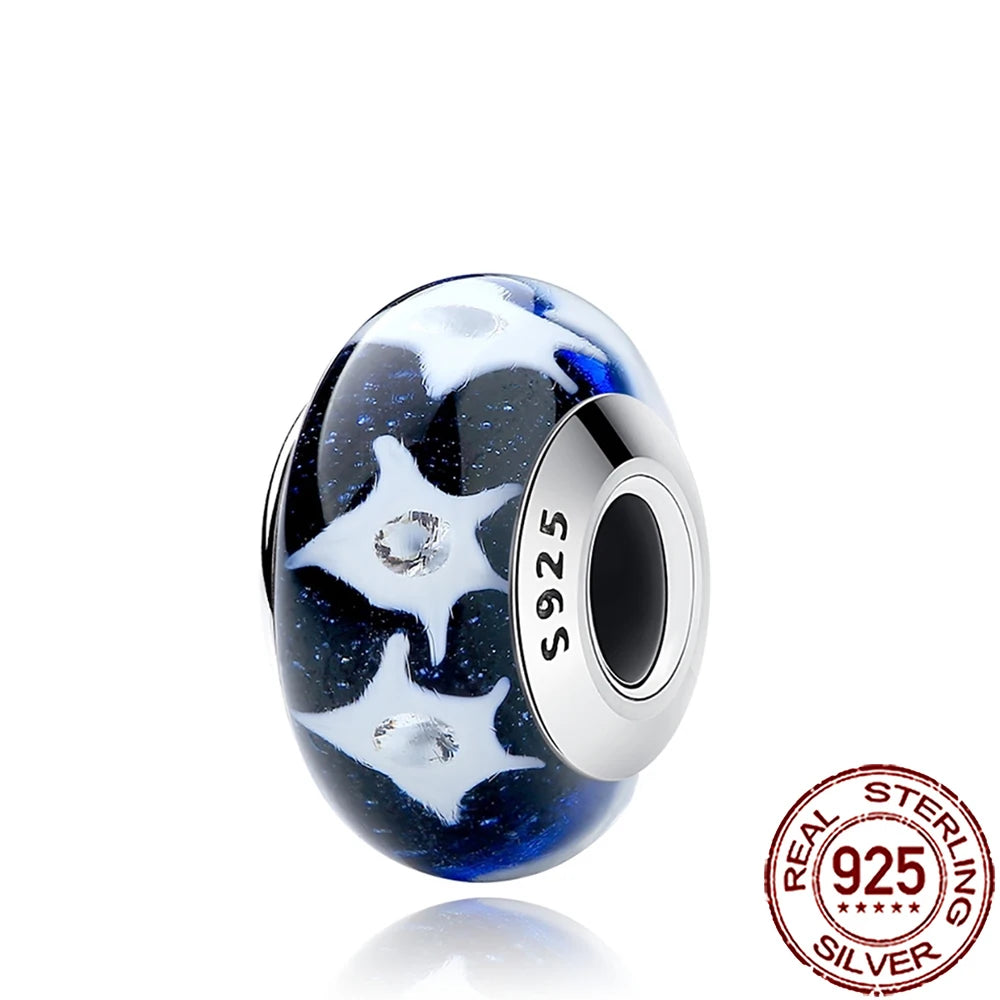 New 925 Sterling Silver Pink Daisy Murano Glass Charm | Cold Enamel Bead Fit Pandora Bracelet & Necklace