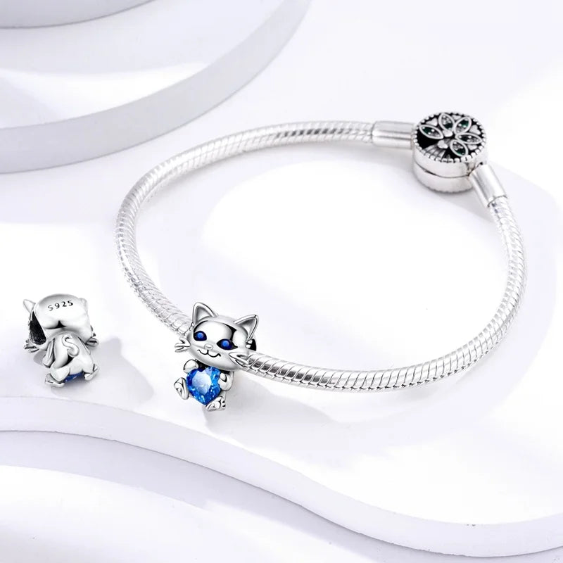 Cute Pet Kitten Puppy Sheep Charms | Fit 925 Original Pandora Bracelets | Colorful Zircon Beads DIY Jewelry Gift