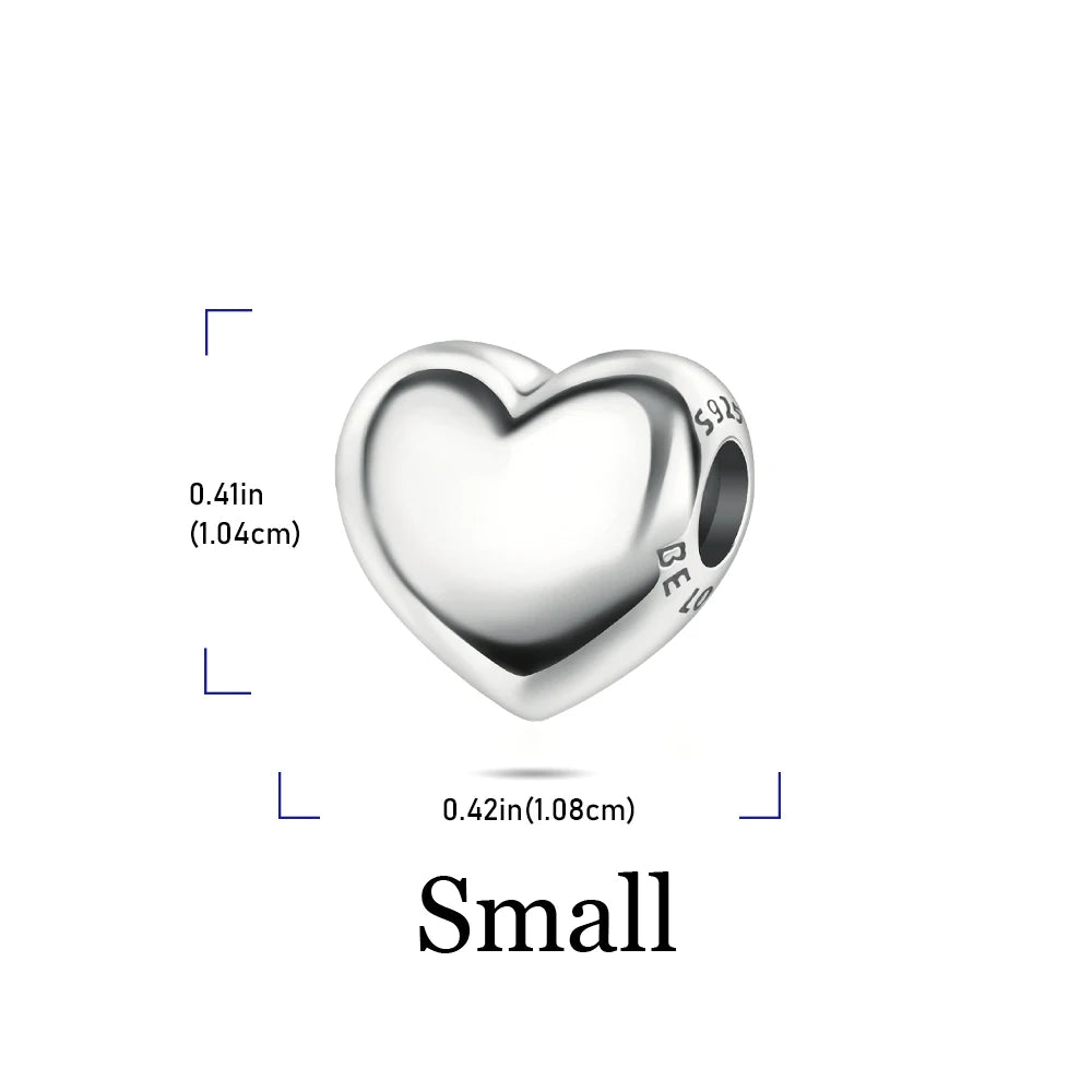 2025 New 925 Sterling Silver Colorful Shine Heart Charm Beads | Fit Snake Chain Bracelet & Necklace Women DIY Jewelry