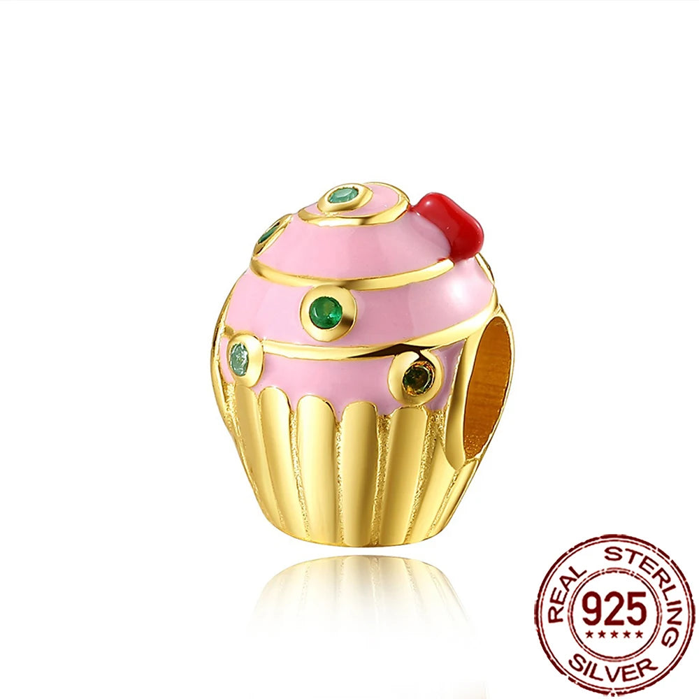 2025 New 925 Sterling Silver Coffee, Cake, Fruit & Burger Charms | Fit Pandora Bracelet & Necklace DIY Jewelry