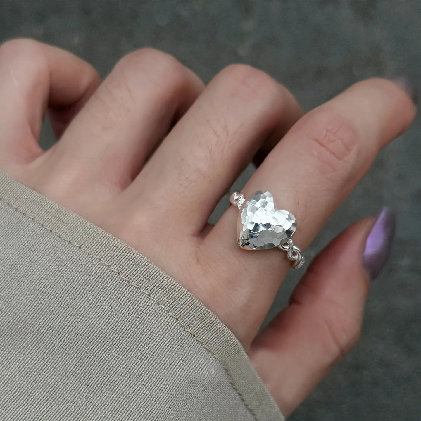 VENTFILLE 925 Sterling Silver Love Heart Ring – Double Layer Irregular Minimalist Women’s Jewelry Gift