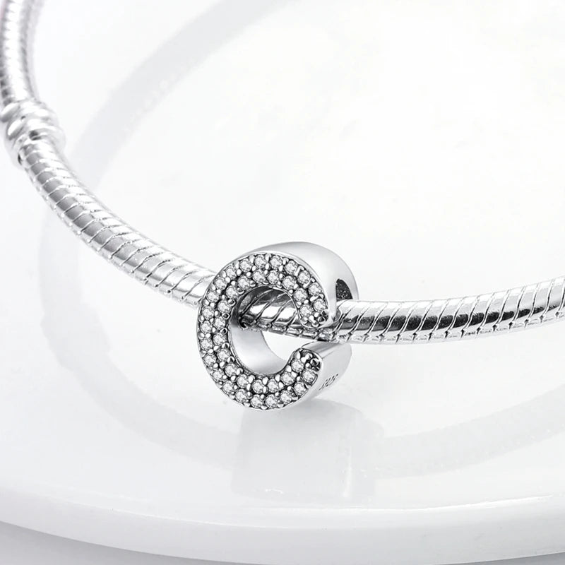 925 Sterling Silver A–Z Alphabet Letter Charms | 26 Letters Beads Fit Original Bracelet DIY Jewelry Making Gift